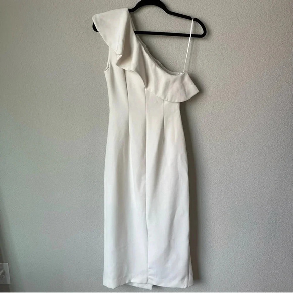 Keepsake White One Shoulder Ruffle Dress Size Small / 4 - Picture 7 of 8